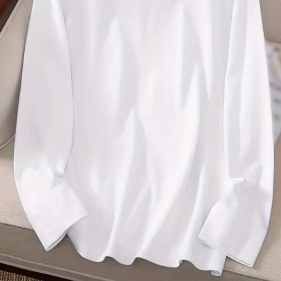 Small - Pumpkin Print T-shirt, Long Sleeve Crew Neck Casual Top - Picture 2 of 3